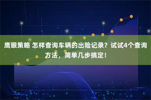 鹰眼策略 怎样查询车辆的出险记录？试试4个查询方法，简单几步搞定！